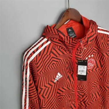 Ajax 2021/22 Red Black Geometric Hooded Windbreaker