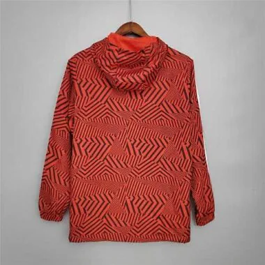 Ajax 2021/22 Red Black Geometric Hooded Windbreaker