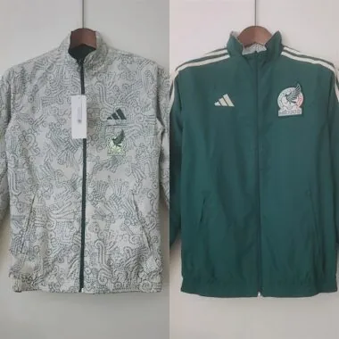 Mexico 2022 Reversible Grey Green Pattern Windbreaker