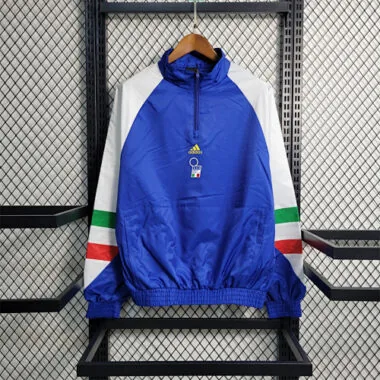 Italy 2023/24 Blue Tricolor Hooded Windbreaker