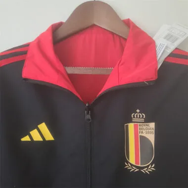 Belgium 2022 Reversible Black Red Hooded Windbreaker