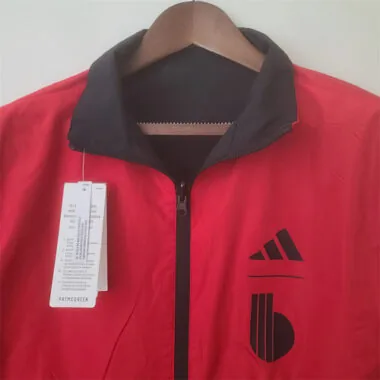 Belgium 2022 Reversible Black Red Hooded Windbreaker