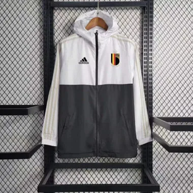 Belgium White Black Hooded Windbreaker
