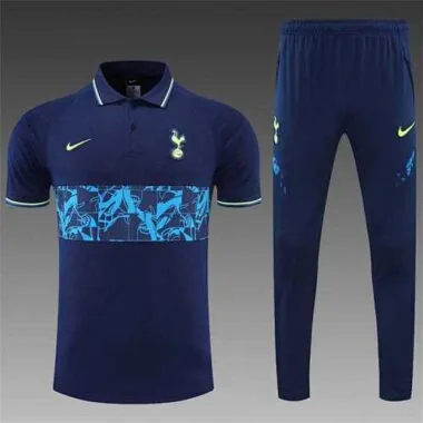 Tottenham Hotspur Navy Blue Geometric Polo Shirt