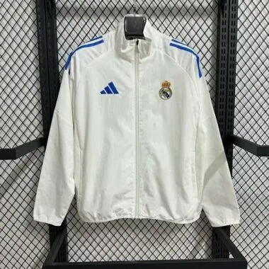 25-26 Real Madrid Whitr Windbreaker Jackets Soccer T-Shirt AAAAJersey Supply Yupoo