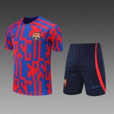22-23 Barcelona training suit Short Sleeve kit red and blue camouflage