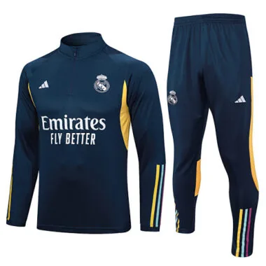23-24 Real Madrid Long Sleeve Half-Pull Navy Training Suit Cheap Jerseys Yupoo
