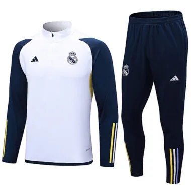 23-24 Real Madrid Long Sleeve White Half-Pull Training Suit Cheap Jerseys Yupoo
