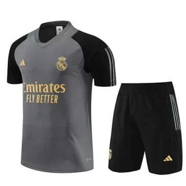 23-24 Real Madrid Traning Suits Grey Short Kits Soccer Jerseys Yupoo(3)