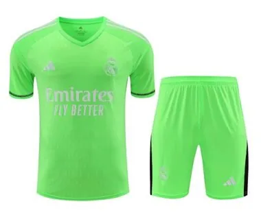 23-24 Real Madrid Goalkeeper Kits Short Sleeve Green Suits Soccer Jerseys Yupoo