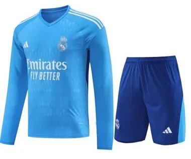 23-24 Real Madrid Goalkeeper Kits Long Sleeve Blue Suits Soccer Jerseys Yupoo