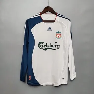 Camiseta de fútbol del Liverpool de la temporada 06-07, de manga larga y estilo retro, para partidos fuera de casa