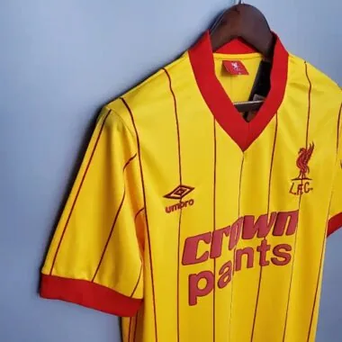 Camisa de futebol retro do Liverpool de 1984 (jogo fora)