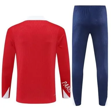 25-26 PSG Red Training Kits Long Half-Zip Football Player Version Tracksuits
