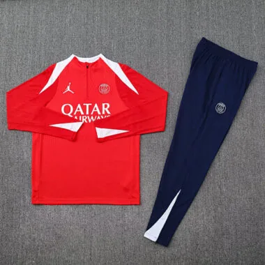 25-26 PSG Red Training Kits Long Football Tracksuits