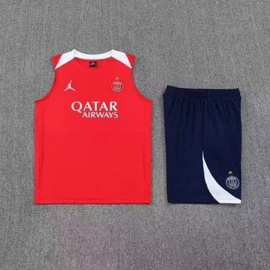 25-26 PSG Red Training Kits Football Vest Suits