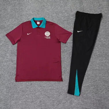 25-26 PSG Red POLO Training Kits Football Tracksuits