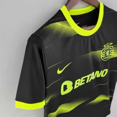 Sporting Lisbon 2022/23 Black Neon Green Away Jersey