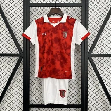 25-26 Braga Home Kids Kit Soccer T-Shirt AAAAJersey Supply Yupoo