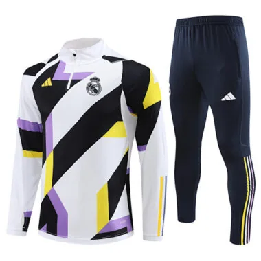 23-24 Real Madrid White&Black Long Sleeve Training Suit Cheap Jerseys Yupoo