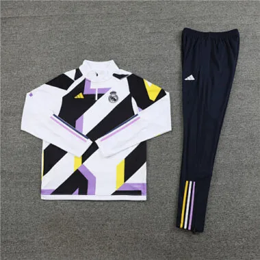 23-24 Real Madrid White&Black Long Sleeve Training Suit Cheap Jerseys Yupoo