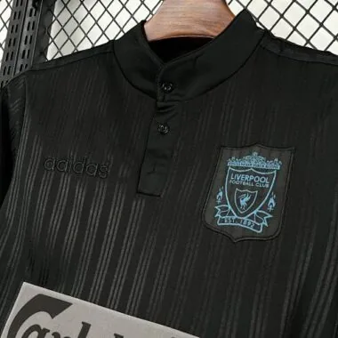 95-96 Liverpool Black Kit Retro Soccer T-Shirt