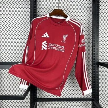 25-26 Liverpool Home Long Sleeves Kit Soccer T-Shirt