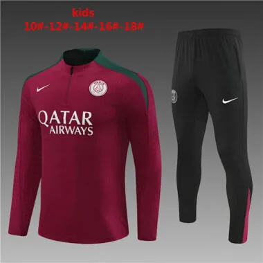 24-25 PSG Kids Player Long Sleeve Training Suit Football Shirts