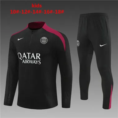 24-25 PSG Kids Player Long Sleeve Training Suit Football Shirts(1)