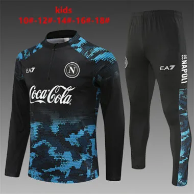24-25 Napoli Kids Long Sleeve Training Suit Football Shirts(1)