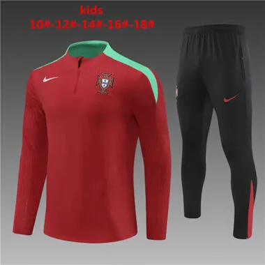 2024 Portugal-spelers: voetbalshirts met lange mouwen voor kinderen, trainingspakken