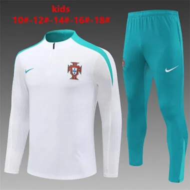 Maglie da calcio da allenamento a maniche lunghe per bambini della Nazionale portoghese 2024 (1)