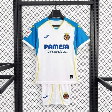 Villarreal CF 2026/27 White Light Blue Yellow Collar Away Kids Kit