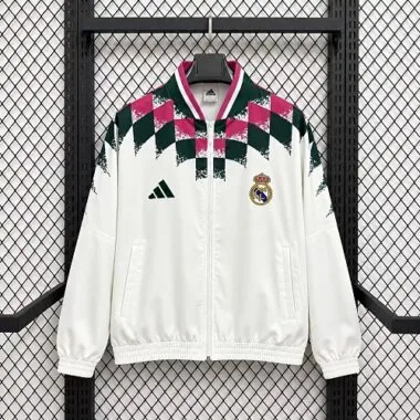 Real Madrid 2026/27 White Geometric Casual Windbreaker
