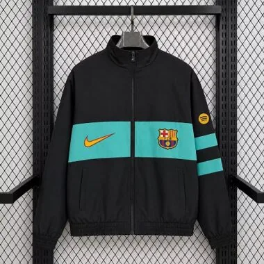 Barcelona 2026/27 Black Turquoise Retro Windbreaker