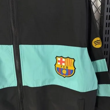 Barcelona 2026/27 Black Turquoise Retro Windbreaker